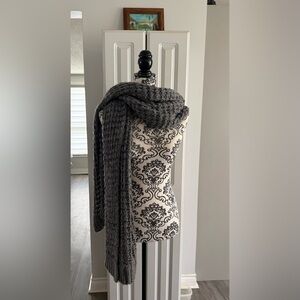 Cozy Grey Cable Knit Scarf